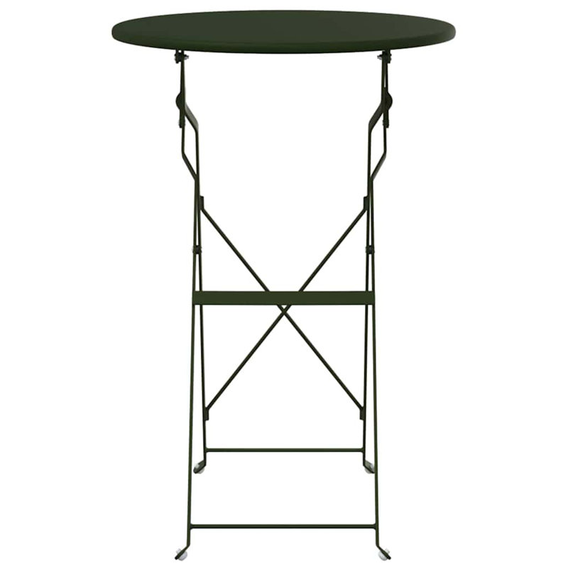 Bistro Table Folding Powder-coated Steel Garden Outdoor Furniture Patio, Dark Green