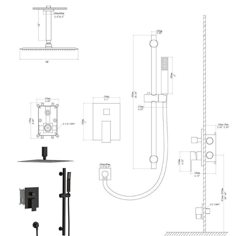 Robinet de douche complet Quapaw