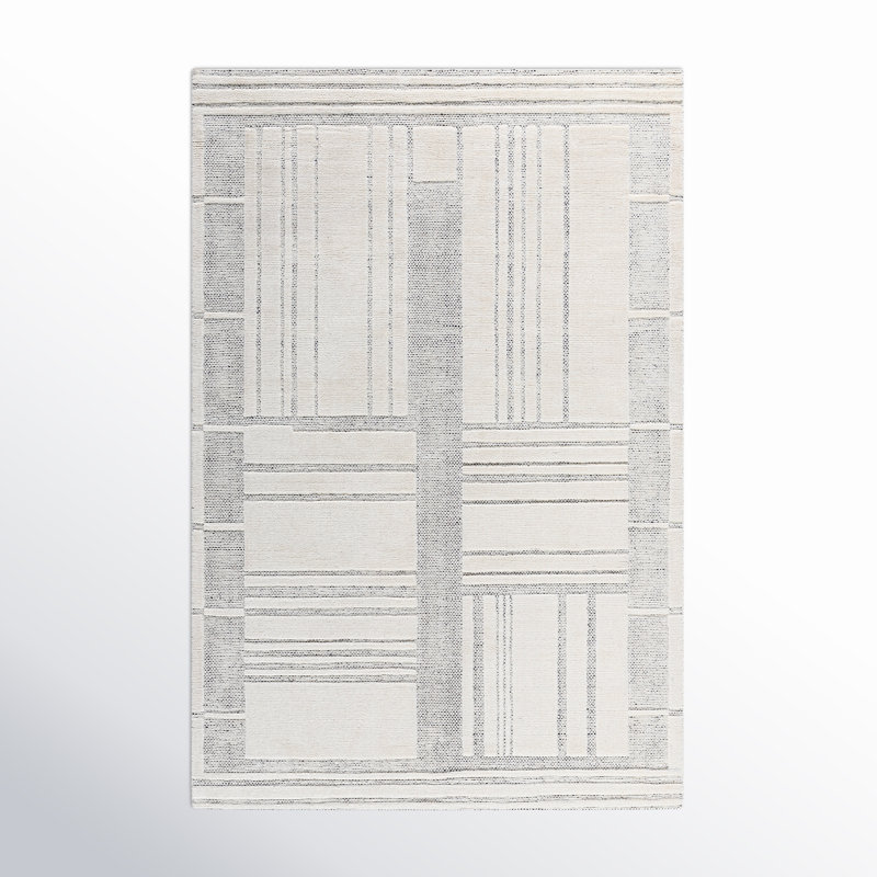 Rectangle Ronaldo Abstract Hand Loomed Wool Area Rug in Brown/Gray, Rectangle 5'7" x 6'