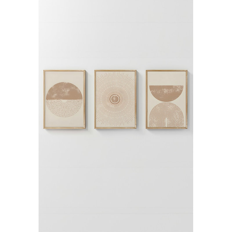 Ensemble de 3 peintures élégantes encadrées décoratives, 12,9 po x 18,9 po | Cadre 100% bois massif (épaisseur: 0,8 pouce), œuvre d'art 100% MDF | Impression numérique éclatante, parfaite pour la décoration de salon et de bureau