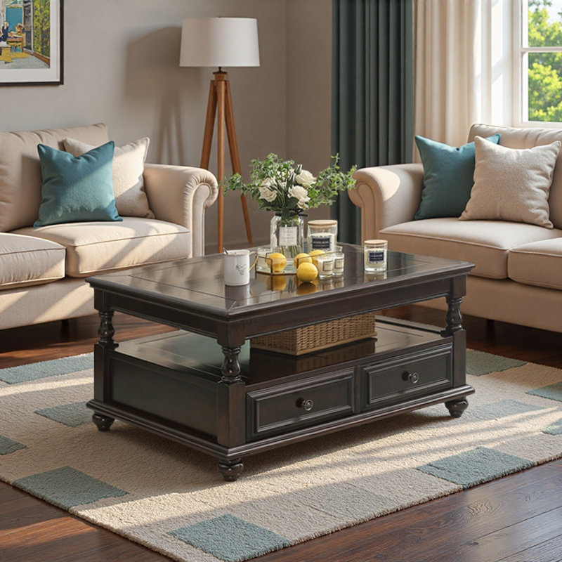 Table basse de style rétro américain, H 19,7 po x L 43,3 po x l 24,4 po