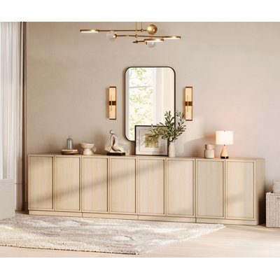 Armoire d'appoint moderne avec 8 portes, commode d'appoint multifonctionnelle avec grand rangement et tablette réglable