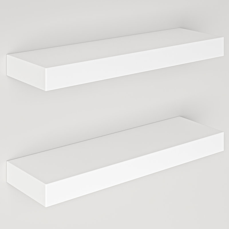 Elbur Manufactured Wood Floating Shelves, White, 1.5" H x 16" W x 5" D