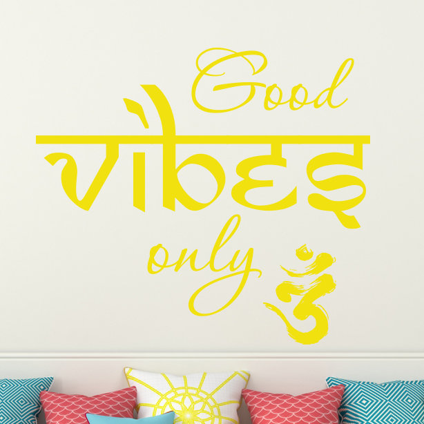Décalcomanie murale en vinyle good vibes yoga Aldama, Rose vif