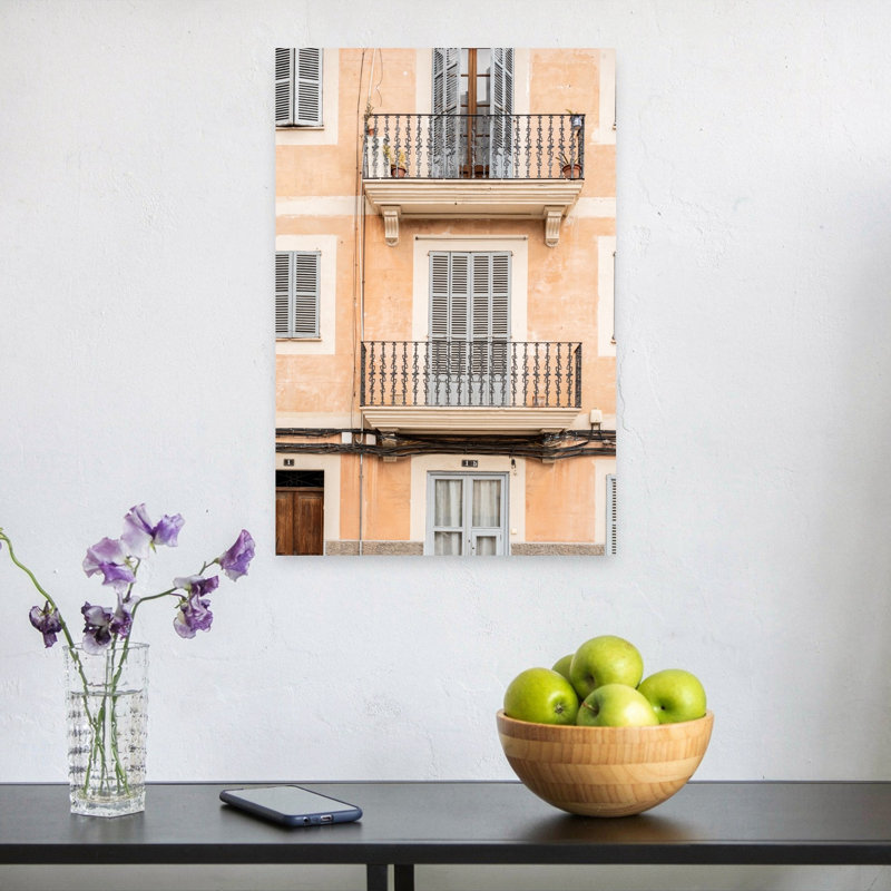 Impression d'art mural urbain rustique traditionnel, balcons de pêche pittoresques, 24" H x 16" W