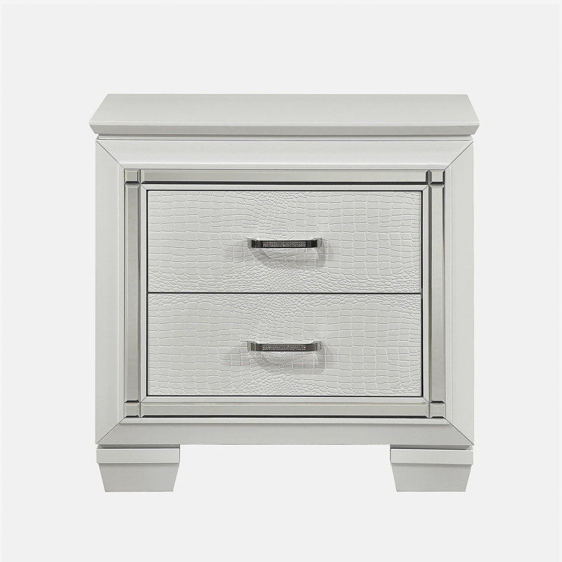 Armoire de chevet 1 pièce 2 tiroirs, Blanc