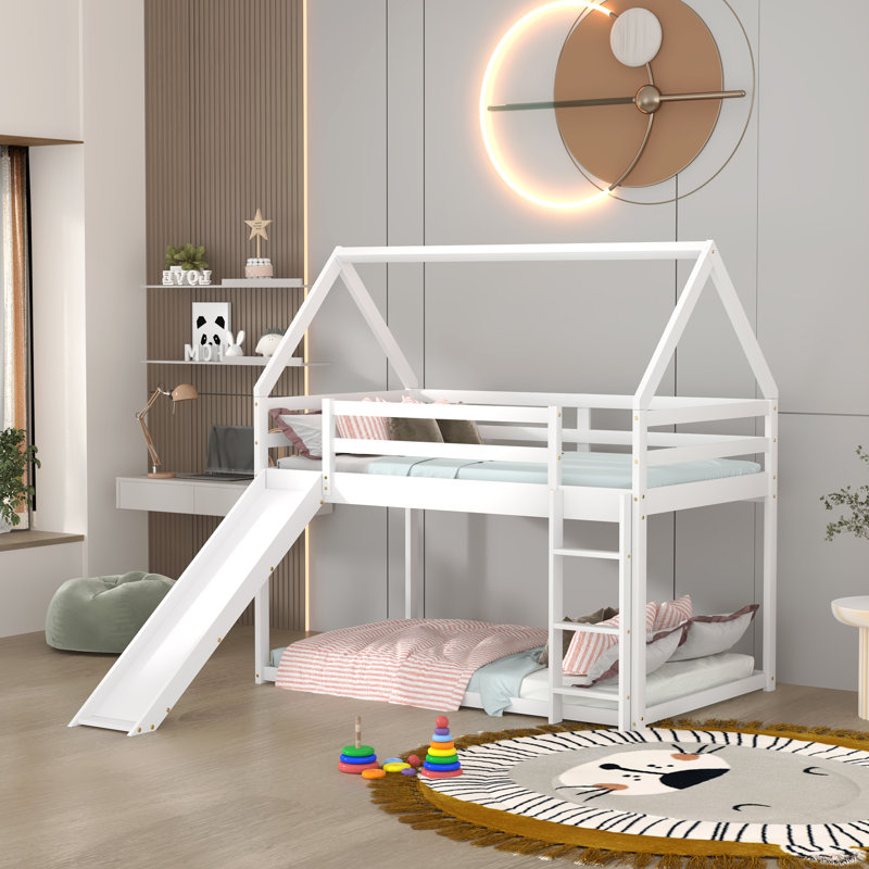 Bickleton Kids Twin Over Twin Bunk Bed, White