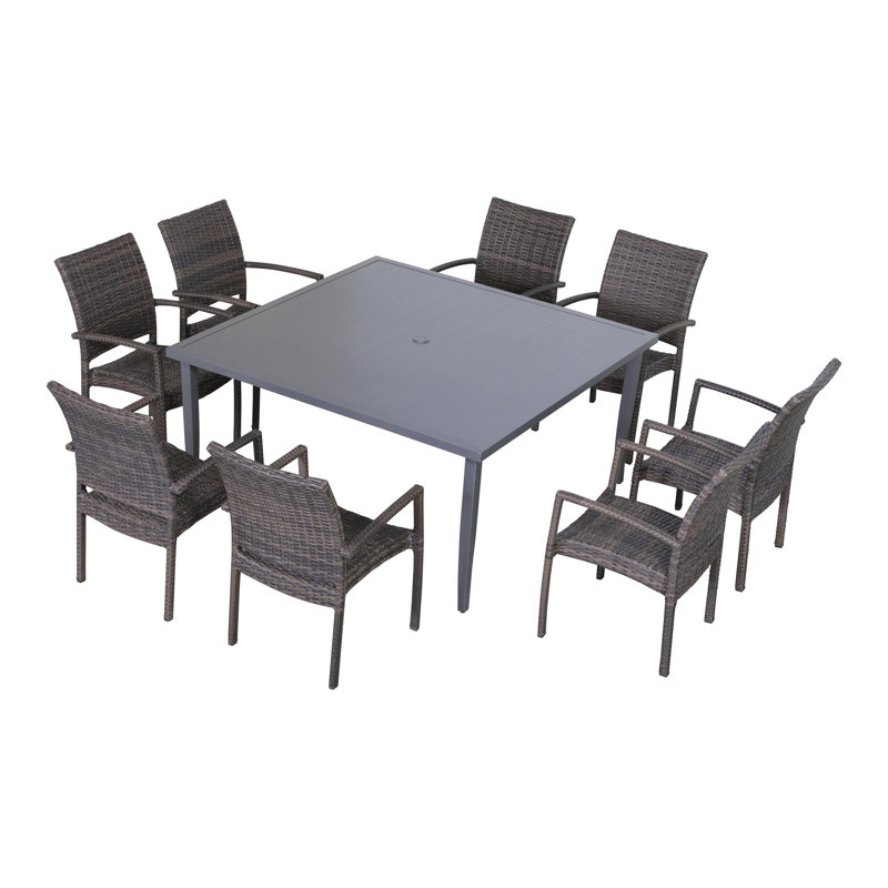 Ensemble de salle à manger en aluminium 60 po pour 8 personnes Chimkasi