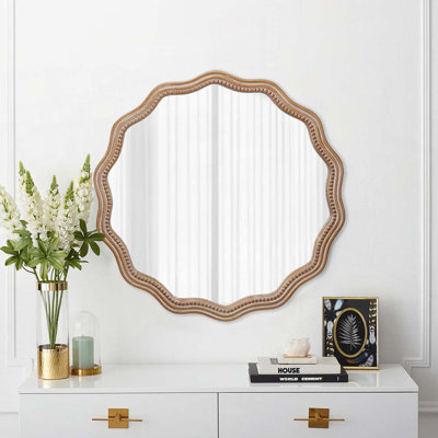 Miroir mural rond en bois