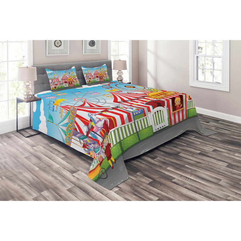 Circus Polyester Coverlet, King Bedspread + 2 Shams
