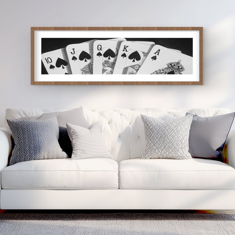 Jeu de cartes noir et blanc | Reproduction encadrée matte pour la décoration, H 48 po x l 16 po
