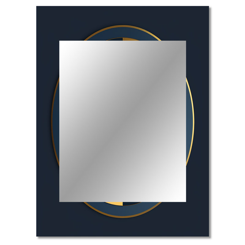 Sacramental Blue Minimal Sacred Geometry Seal II - Geometric Decorative Mirror, Modern Wall Mirror, Printed Metal Art