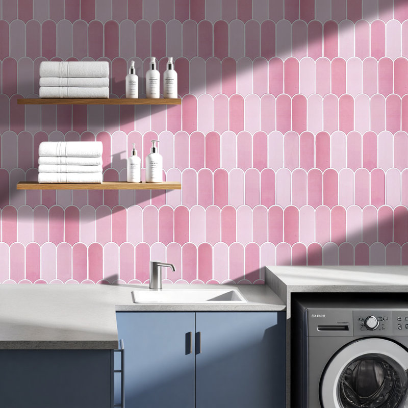 10Pcs Self-Adhesive Wall Tile Stickers, Pink