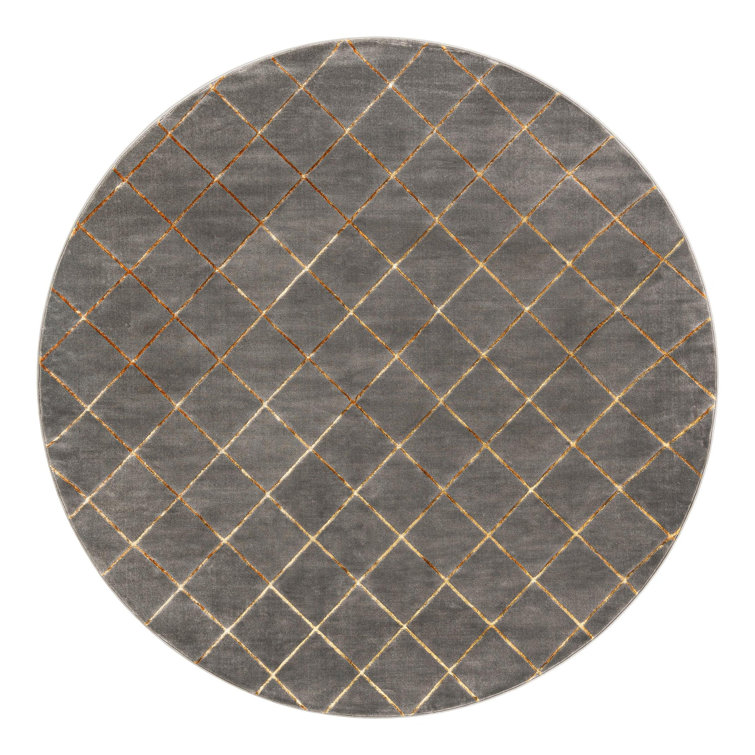 Latitude Run® Checks Novica Rug Gray and Gold