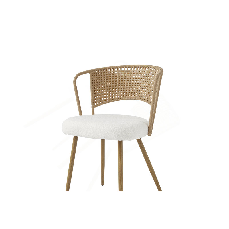 Chaises de salle à manger à oreilles avec coussin rembourré et pieds en métal Farmhouse, 4, Brun