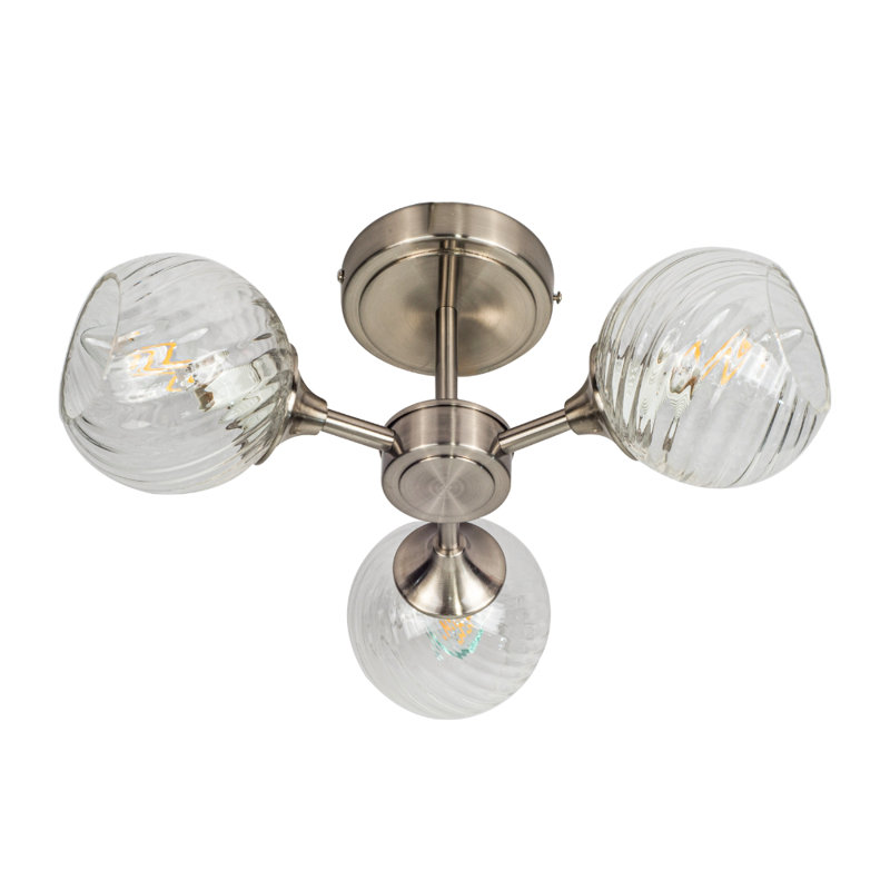 Abhishek Glass Semi Flush Mount, Satin Chrome