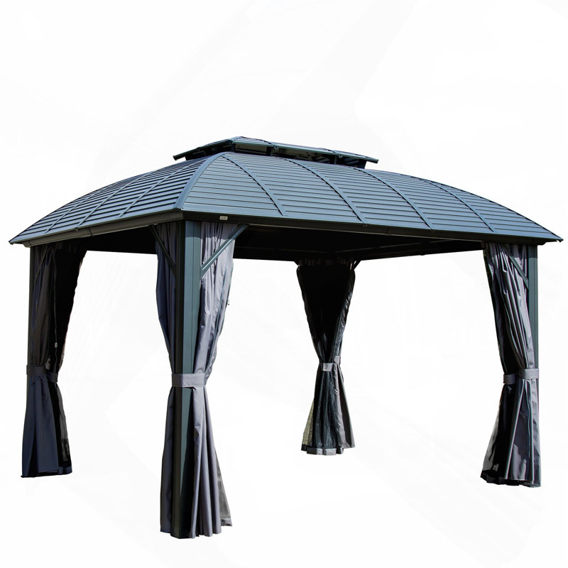 Pavillon de jardin extérieur permanent 10 pi x 12 pi avec pavillon en aluminium