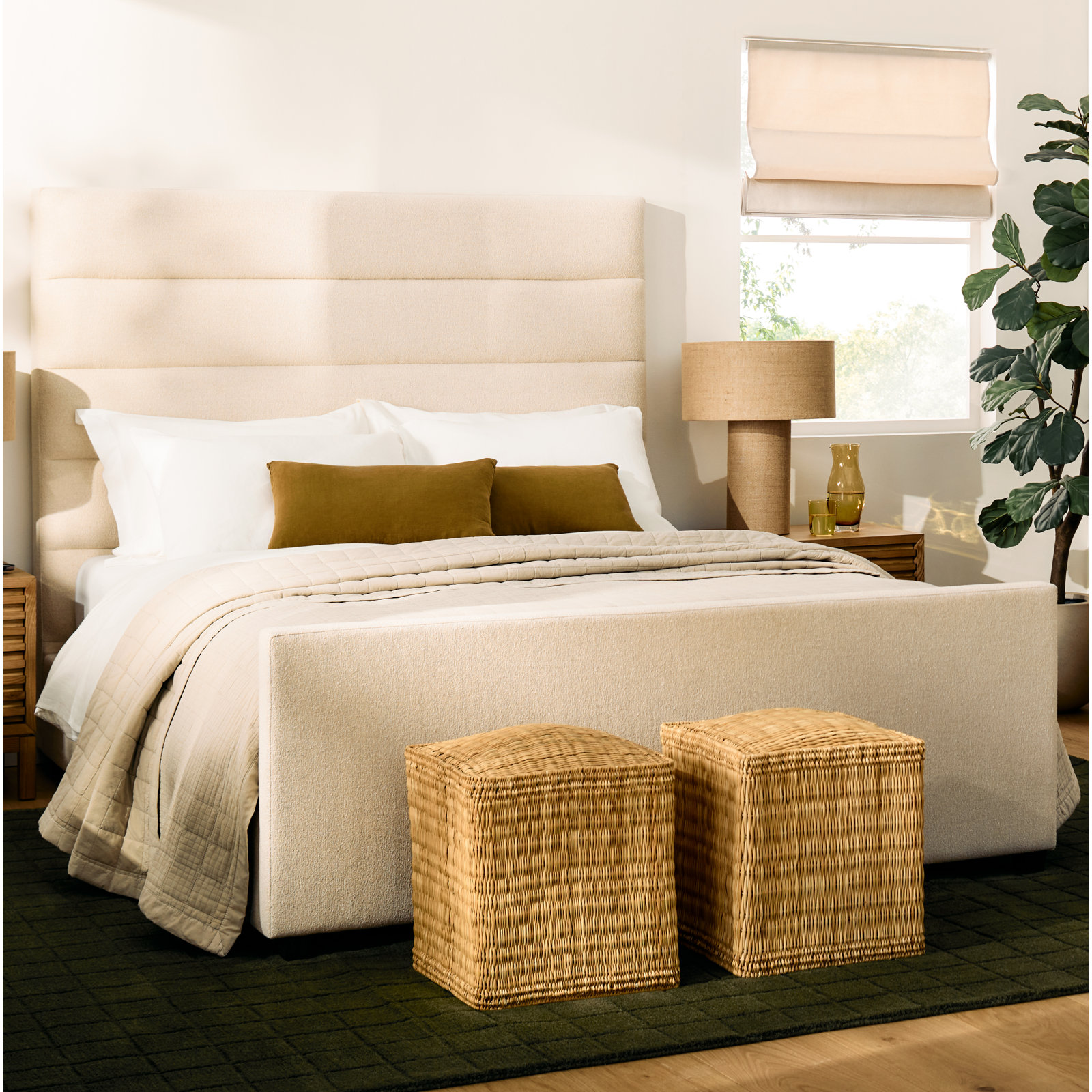 Crinkle Cotton Quilt Set, Flax Beige, King Quilt + 2 King Shams