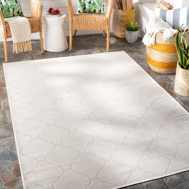 Brimberry Geometric Ivory Indoor / Outdoor Area Rug 7’8” 10”