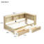 Lit de jour simple avec deux tiroirs de rangement, armoires de rangement et ports USB-682279339