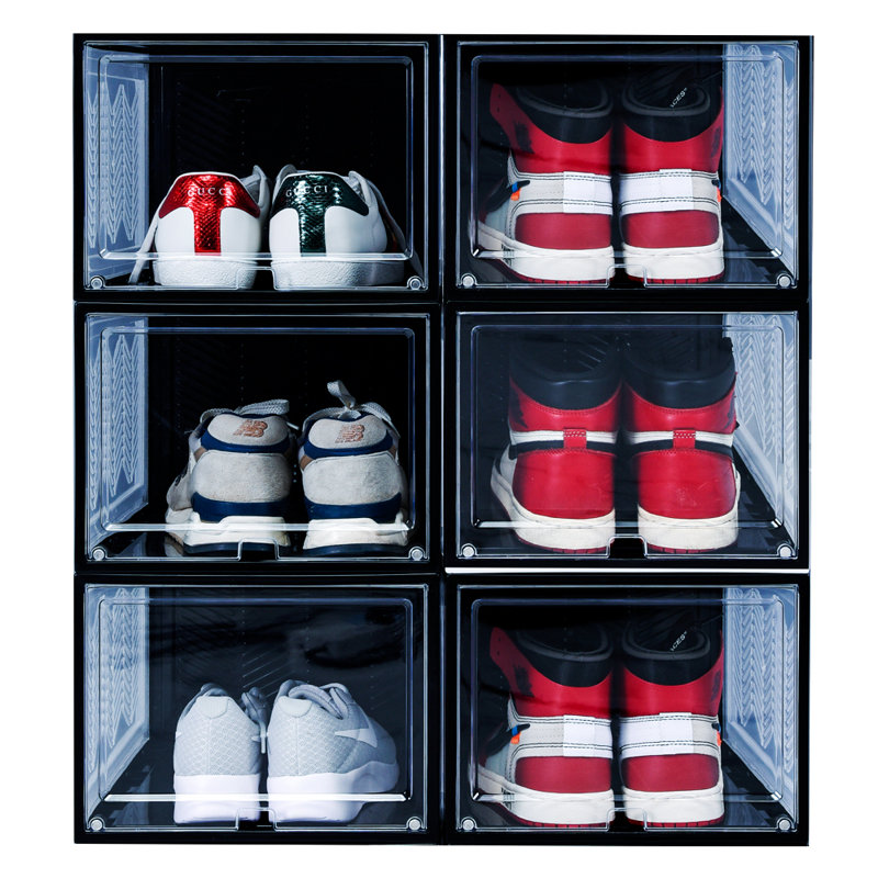 Grande boîte de rangement empilable pour chaussures, Noir, 6