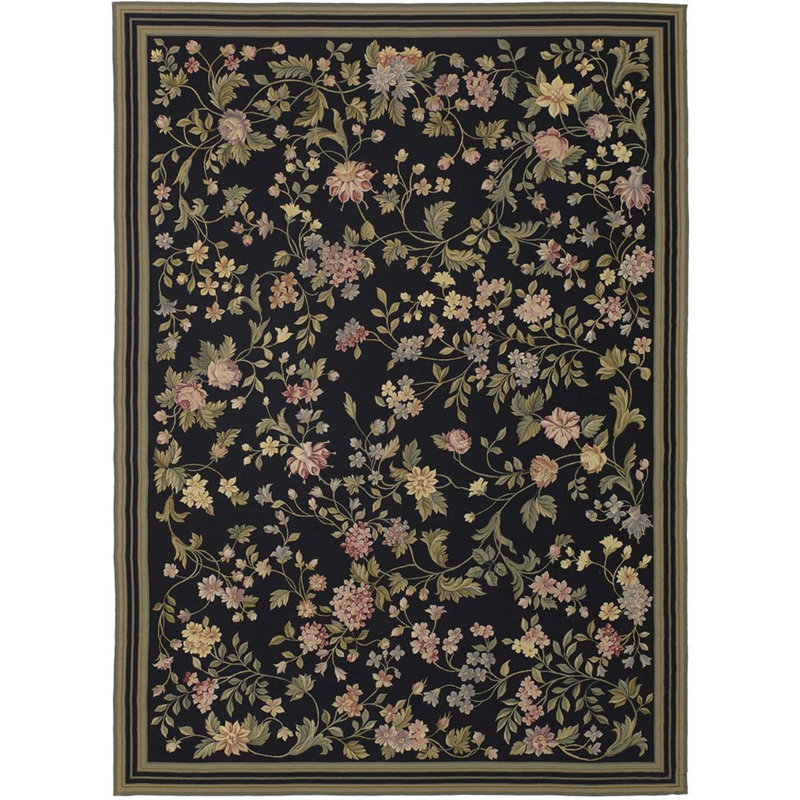 Needlepoint Azm Wool Floral Indoor Rug, Rectangle 14'5" x 20'1"