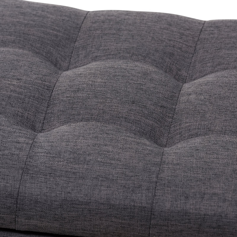 Banc de rangement rembourré Mesina, Gris foncé
