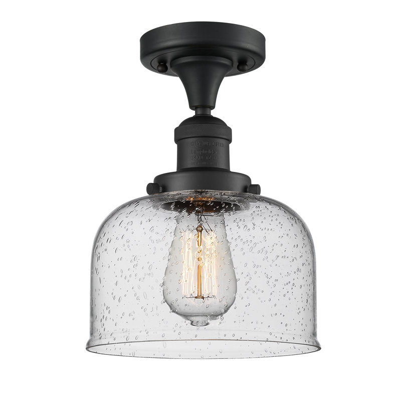 Plafonnier semi-encastré 8 po Bell, Ampoule à DEL rétro de 6 watts, Grainé, Noir mat