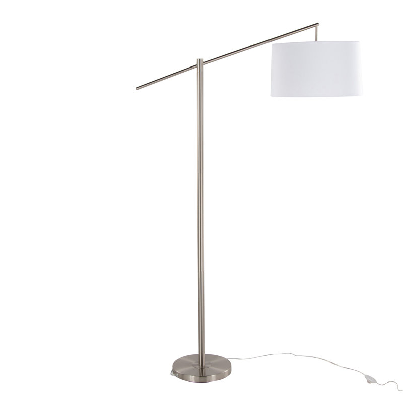 Lampe sur pied contemporaine en métal, Nickel brossé