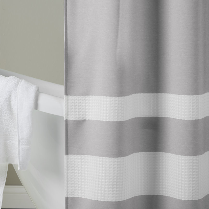 Rideau de douche gaufré de type spa avec traitement 3M, Gris, H 72 po x l 72 po