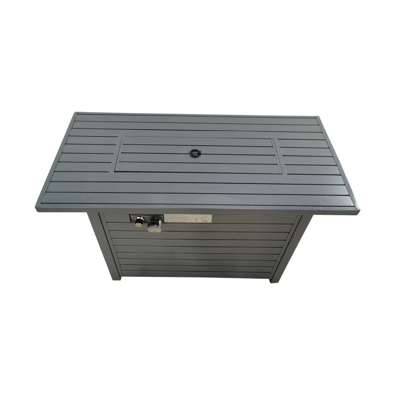 Zanette 25'' H x 42'' W Steel Propane Outdoor Fire Pit Table with Lid, Grey
