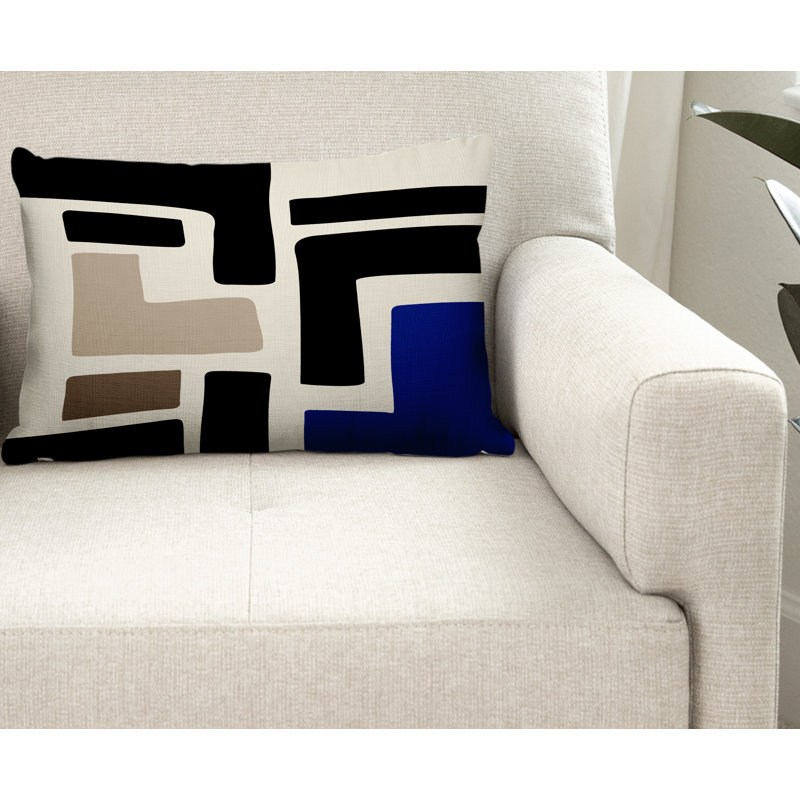 Coussin décoratif intérieur / extérieur en polyester filé Briddie, Bleu marine, H 18 po x l 25 po