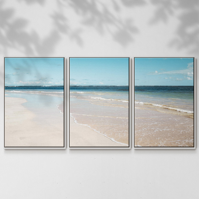 Sugar Sand Beach, encadré sur toile, 3 pièces, Blanc, H 36 po x l 75 po x P 2 po