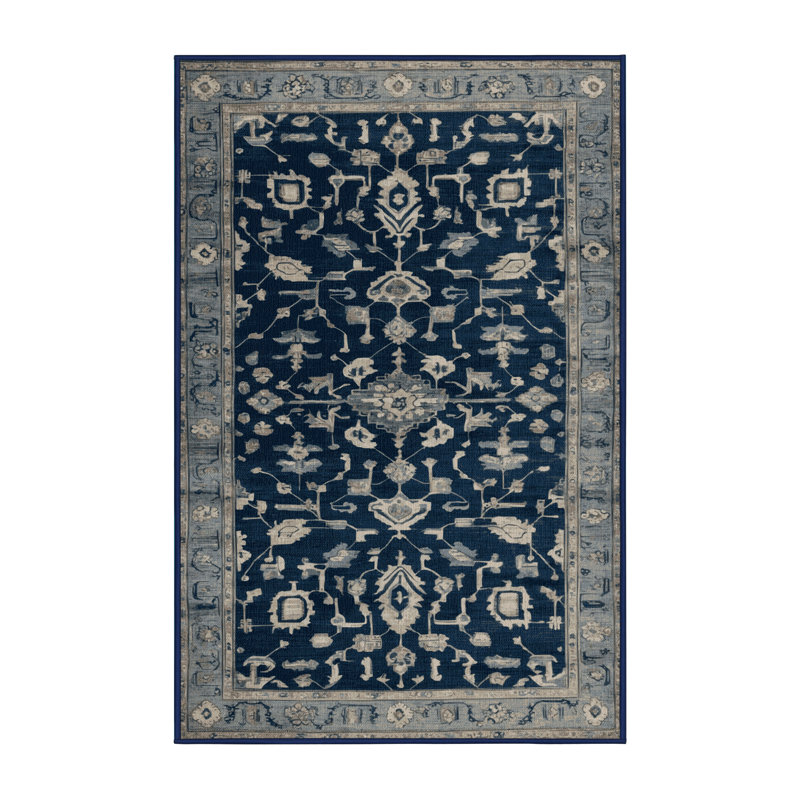 Machine Washable Overdyed Blue Area Rug, Rectangle 2' x 3'