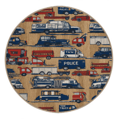 Machine Washable Transportation Brown Area Rug