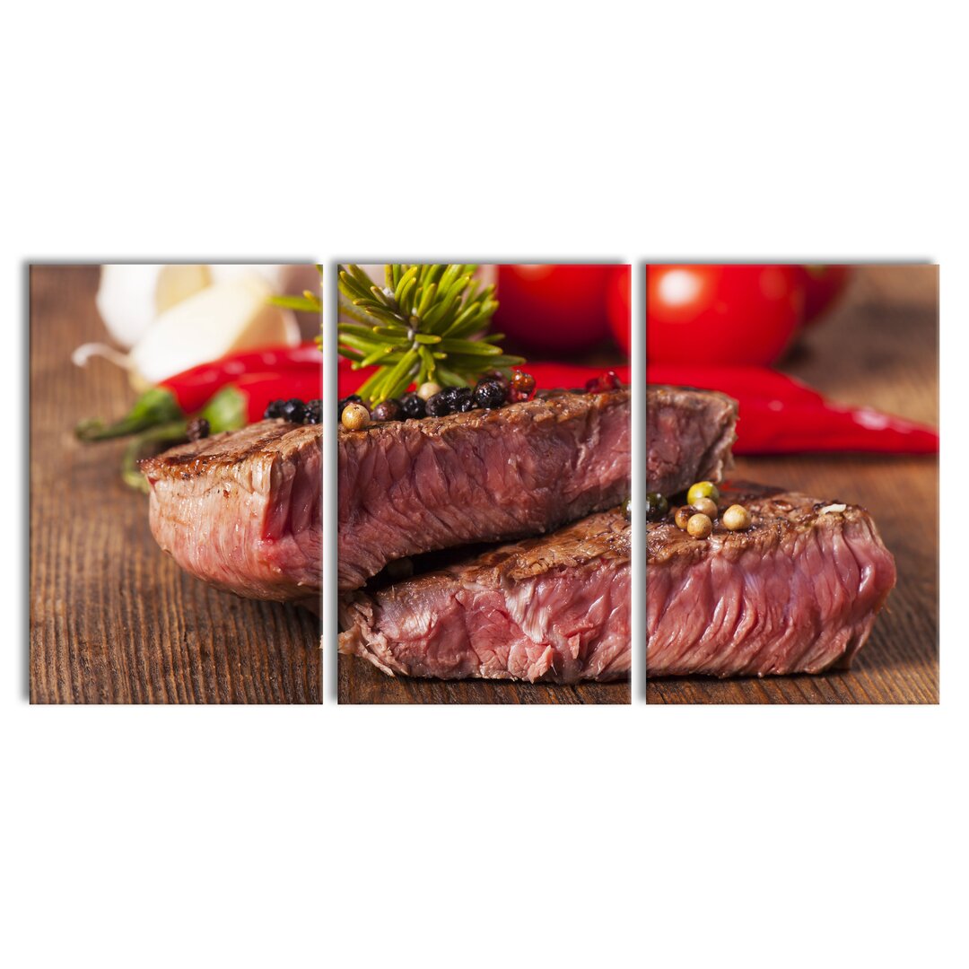 3-tlg. Leinwandbilder-Set Saftiges Pfeffer Steak