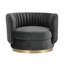 Fauteuil demi-tonneau pivotant en velours Catalin-675544440