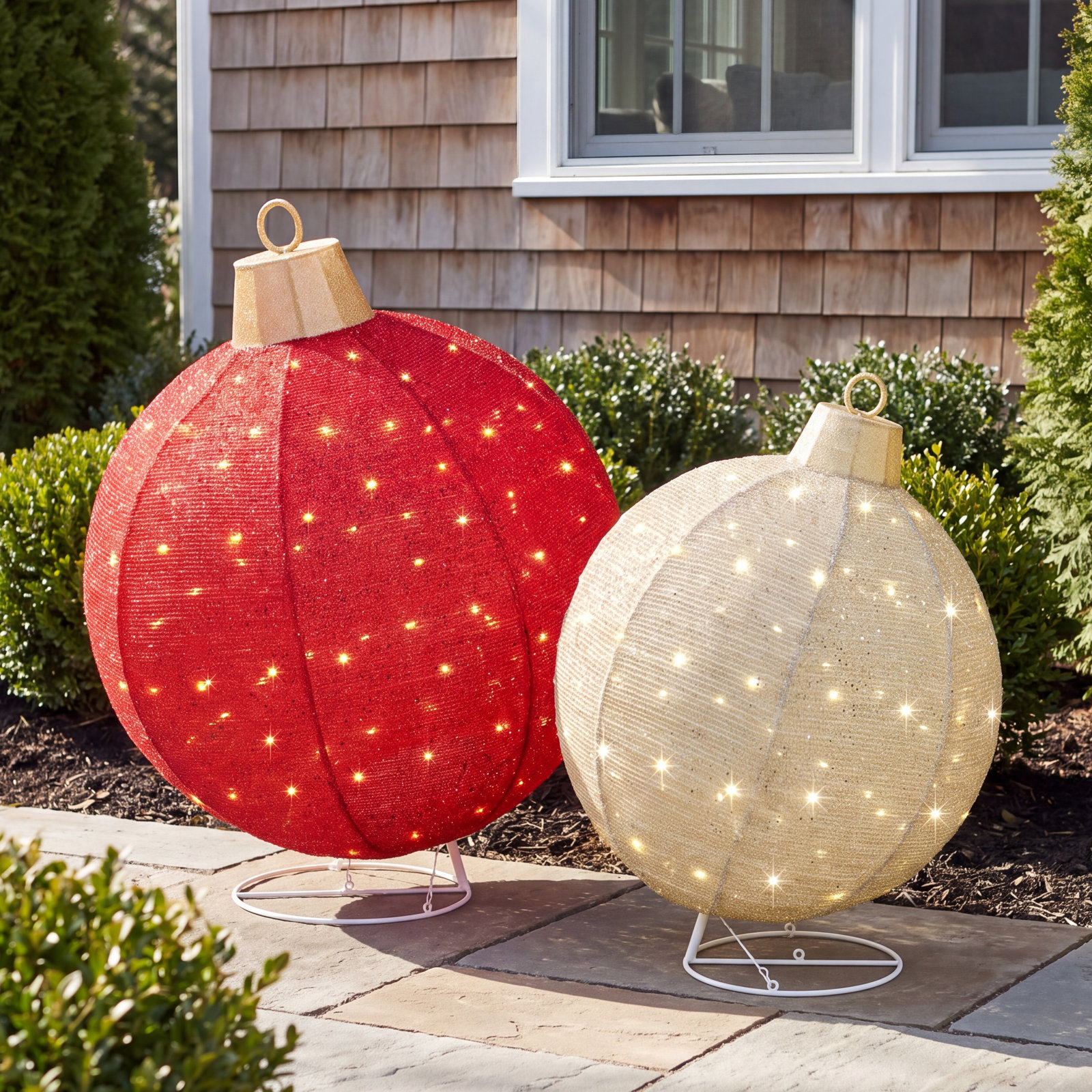Ball Ornament, Red/Gold