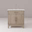 Ensemble de meuble-lavabo simple avec comptoir en quartz blanc et robinet-985424595