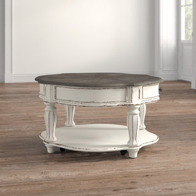 Colchester Round 1-Drawer Coffee Table with Casters