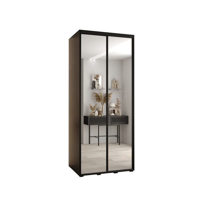 Aylamae 2 Door Manufactured Wood Wardrobe, Black