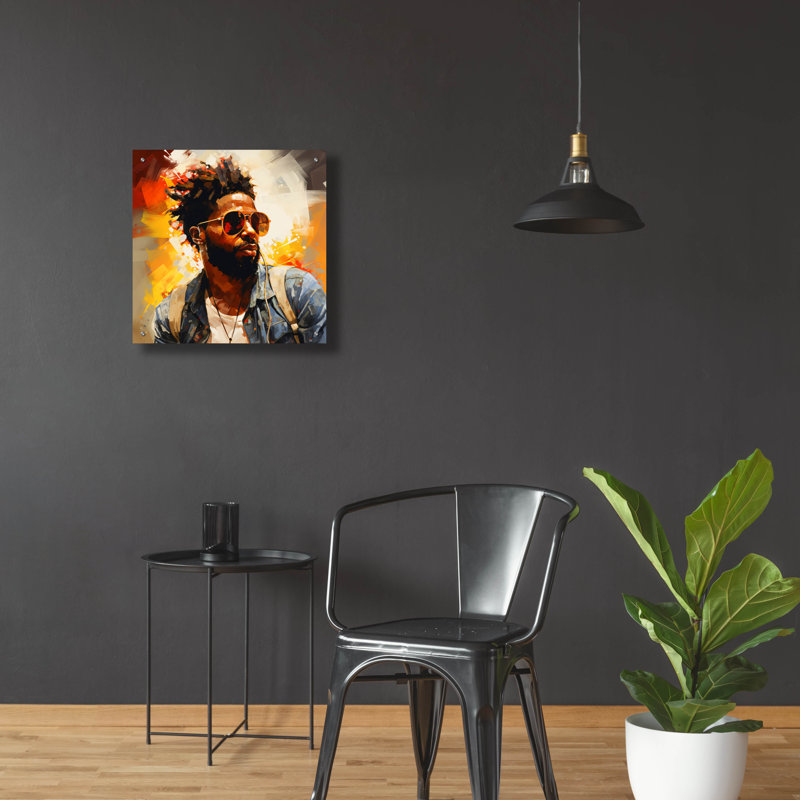 Art mural en verre Winston Porter «Portrait On The Go» par r3darch0n, H 24 po x l 24 po x P 0,2 po
