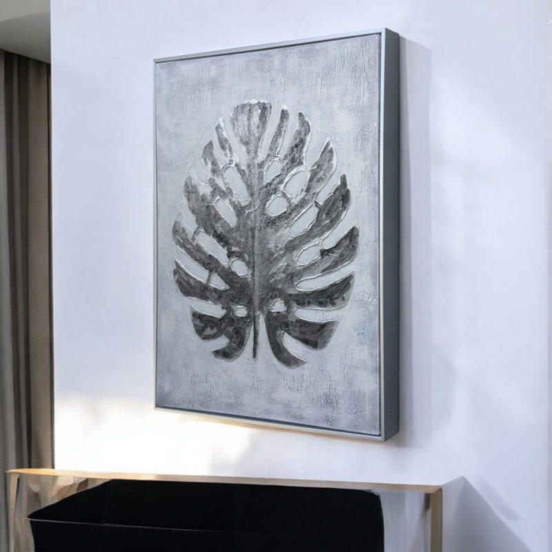 Toile peinte à la main Silver Jungle II