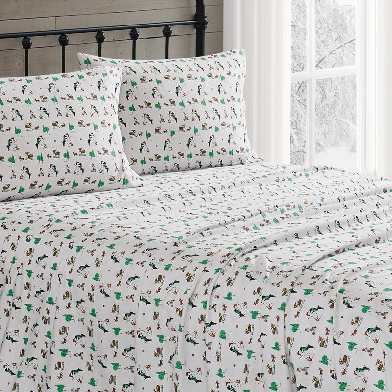 Ensemble de draps en flanelle de coton Trely Soft, Ensemble de draps pour lit double avec 2 taies d'o