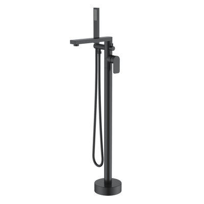 Robinet de baignoire autoportant avec douche à main Venus - noir mat