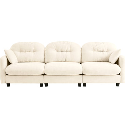 Beige Three - Sectional Couch Featuring High Resilience Sponge, Cushions, And Flexible Combination For Living Areas With Spring Pack Soft Chenille Cover Relaxing In Homes