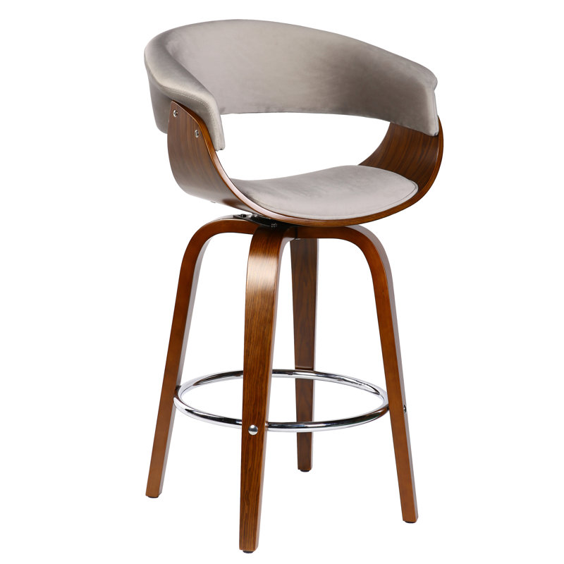 Tabouret de bar pivotant Brindley, Gris, Tabouret de comptoir (assise de 26 po de hauteur)