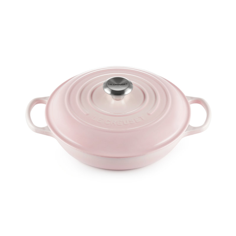 Le Creuset Cast Iron Shallow Casserole, 26cm / 2.2L, Shell Pink