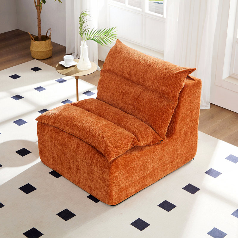 Fauteuil d'appoint sans accoudoirs pour le salon, Orange