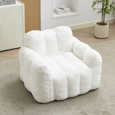 Fauteuil confortable confortable en fausse fourrure blanche, anti-dérapant, en mousse haute densité, pour lire et se détendre à la maison